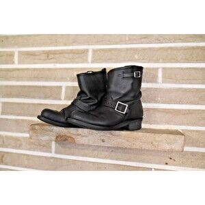 FRYE 8R Engineer Double Buckle Motorcycle Womens Boots 7M Black Made In USA moto